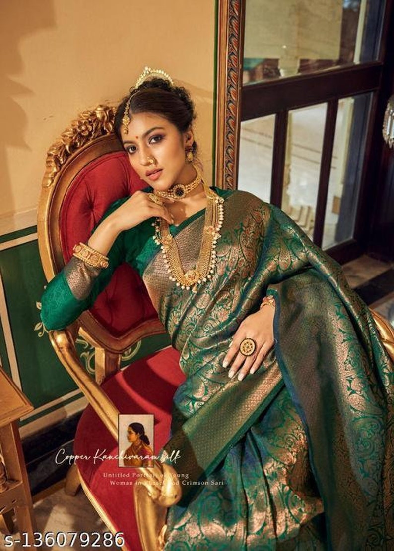 Women's Kanjivaram Soft Silk Saree With Blouse Piece - Etsy