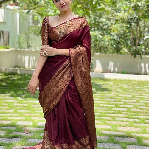 Soft Silk Saree With Blouse Indian Saree Saree for Women Etsy