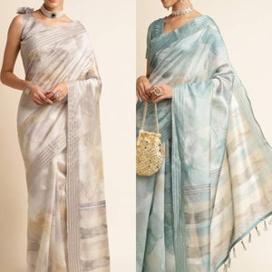 Printed Banarasi Silk Blend Saree