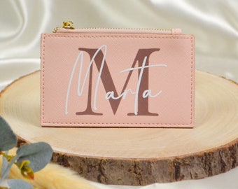 Personalized card holder with initial and name | Mini wallet | Birthday gift mom | Gift best friend