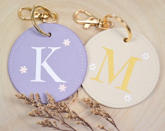 Personalized keychain with initial and flowers | Gift Best Friend | Gift mom | Gift birthday | Gift idea