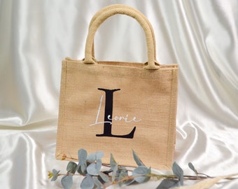 Personalized jute bag initial and name | Gift woman | Gift Mother's Day | JGA | Bridal Shower | Farewell gift teacher