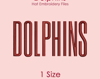 Dolphins Hat Embroidery Design in Tall Font, Flat Hat Logo File for Machine Embroidery, 1 SIZE Only