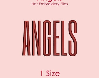 Angels Hat Embroidery Design in Tall Font, Flat Hat Logo File for Machine Embroidery, 1 SIZE Only