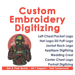 Custom Embroidery Digitizing, Logo Digitizing, Embroidery Digitizing Service, Image Digitizing Embroidery, Best Digitizing