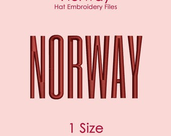 Norway Hat Embroidery Design in Tall Font, Flat Hat Logo File for Machine Embroidery, 1 SIZE Only