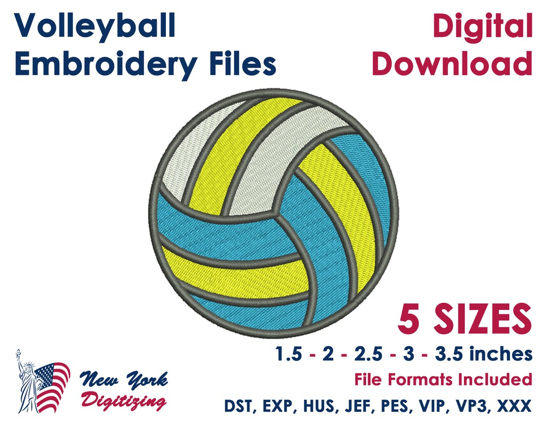 Volleyball Embroidery Designs Volley Ball Embroidery Files Etsy