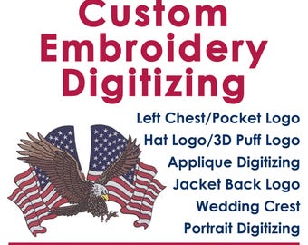 Custom Embroidery Digitizing, Logo Digitizing, Embroidery Digitizing Service, Image Digitizing Embroidery, Best Digitizing