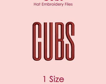 Cubs Hat Embroidery Design in Tall Font, Flat Hat Logo File for Machine Embroidery, 1 SIZE Only