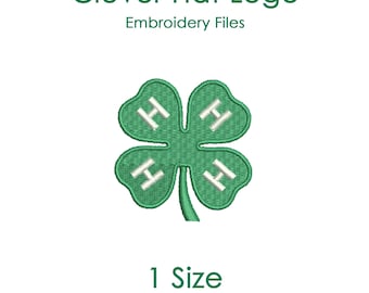 4H Clover Hat Embroidery Design, St Patrick's Clover Flat Hat Logo File for Machine Embroidery, 1 SIZE Only