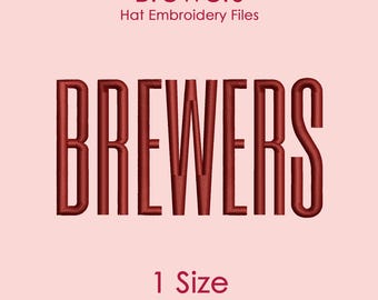 Brewers Hat Embroidery Design in Tall Font, Flat Hat Logo File for Machine Embroidery, 1 SIZE Only