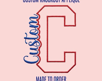 Custom Knockout Varsity Applique Embroidery File, One Size Only