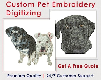 Custom Pet Embroidery Digitizing, Dog Digitizing, Cat Digitizing, Horse Digitizing, Picture digitizing, Best Real Image Digitizing Service