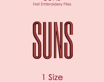 Suns Hat Embroidery Design in Tall Font, Flat Hat Logo File for Machine Embroidery, 1 SIZE Only
