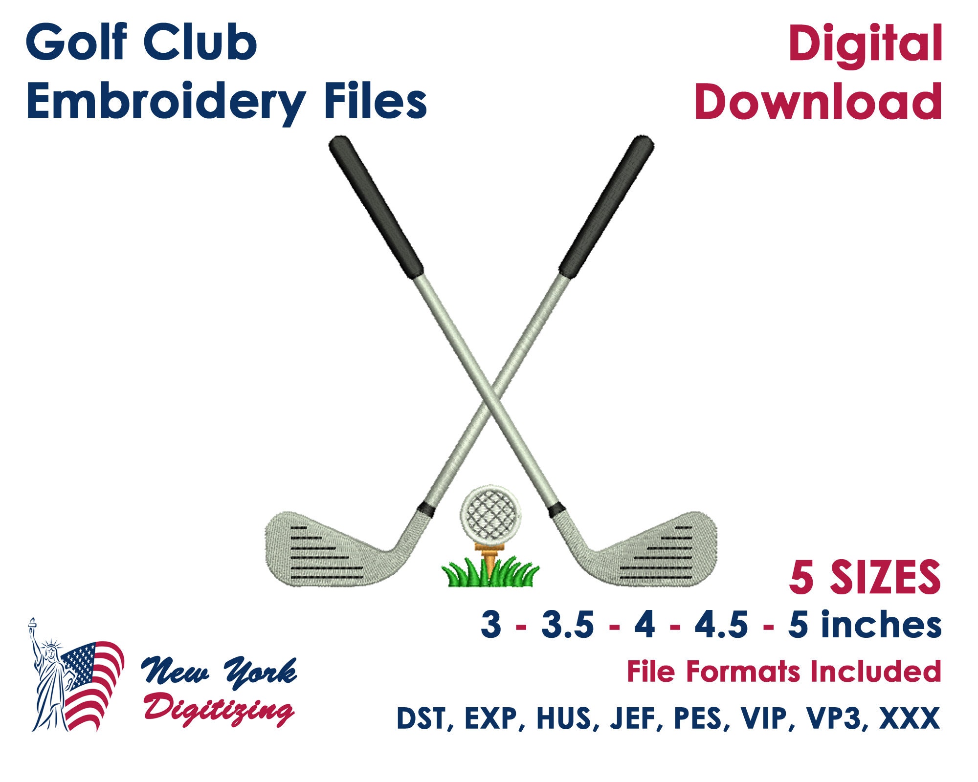 Golf Embroidery Designs Golf Club Embroidery Files Golf Etsy UK