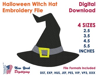 Witch Hat Embroidery Design, Halloween Embroidery Designs, Witch Hat Embroidery Patterns, Witch Hat Machine Embroidery Files, Halloween New