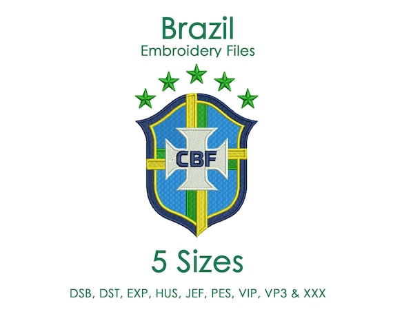 Brazil Football Team Logo Embroidery Files, Brazil Football Logo, Brazil Soccer Embroidery Design, Brazil World Cup Team Emblem - 5 SIZES
