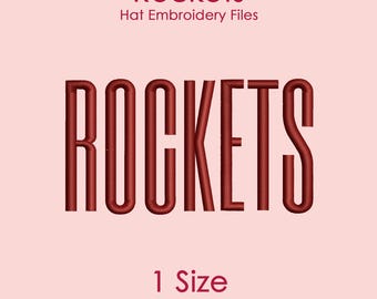 Rockets Hat Embroidery Design in Tall Font, Flat Hat Logo File for Machine Embroidery, 1 SIZE Only