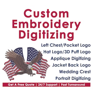 Custom Embroidery Digitizing, Logo Digitizing, Embroidery Digitizing Service, Image Digitizing Embroidery, Custom Digitize, Best Digitizing