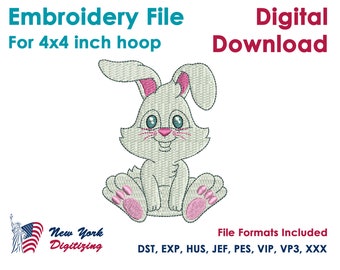 Bunny Embroidery Design, Easter Bunny Embroidery Digitize, Rabbit Embroidery, Easter Rabbit Design, Easter Bunny Machine Embroidery Files