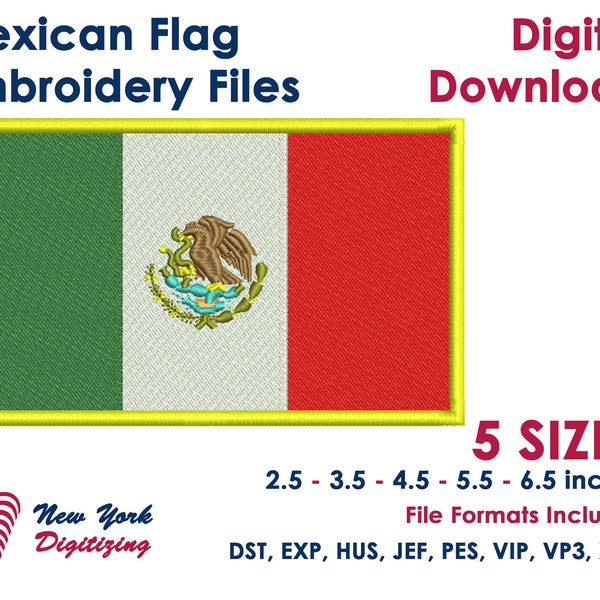 Mexican Flag Embroidery Designs, Mexican Flag Embroidery Files, Mexican Flag Embroidery Patterns, Mexican Flag Machine Embroidery Files