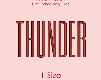 Thunder Hat Embroidery Design in Tall Font, Flat Hat Logo File for Machine Embroidery, 1 SIZE Only