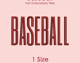 Baseball Hat Embroidery Design in Tall Font, Flat Hat Logo File for Machine Embroidery, 1 SIZE Only
