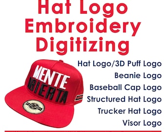 Stickerei Digitalisierung, Hut Logo Stickerei Digitalisierung, 3D Hauch Hut Logo Digitalisierung, benutzerdefinierte Hut Mütze Logo Stickerei Digitalisierung