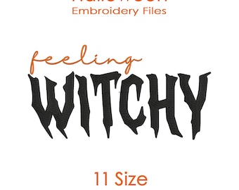 Feeling Witchy Embroidery Design, Halloween Sweatshirt Files for Machine Embroidery - 11 Sizes