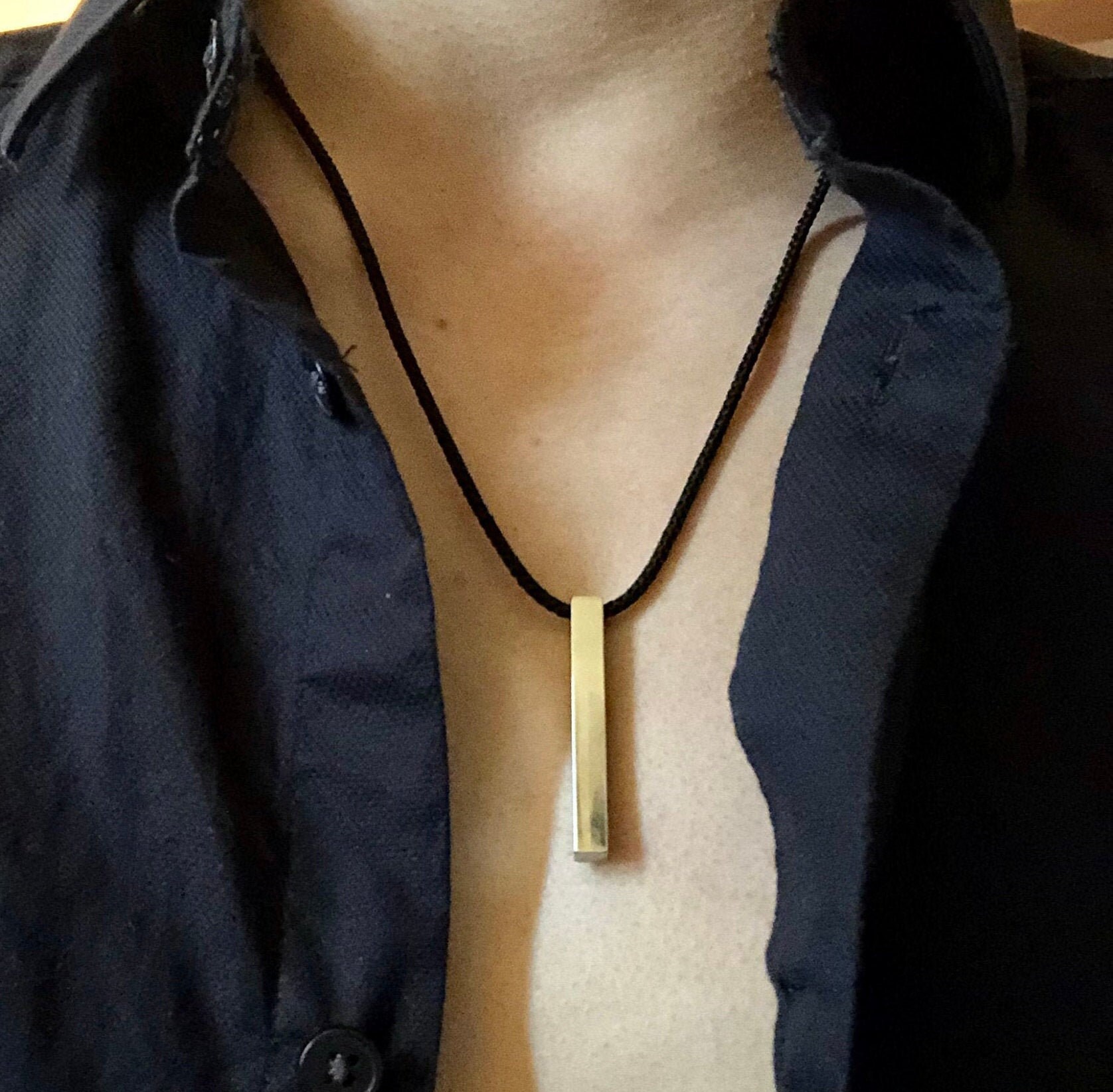 Adjustable Cord Necklace with Stainless Steel Pendant | Etsy