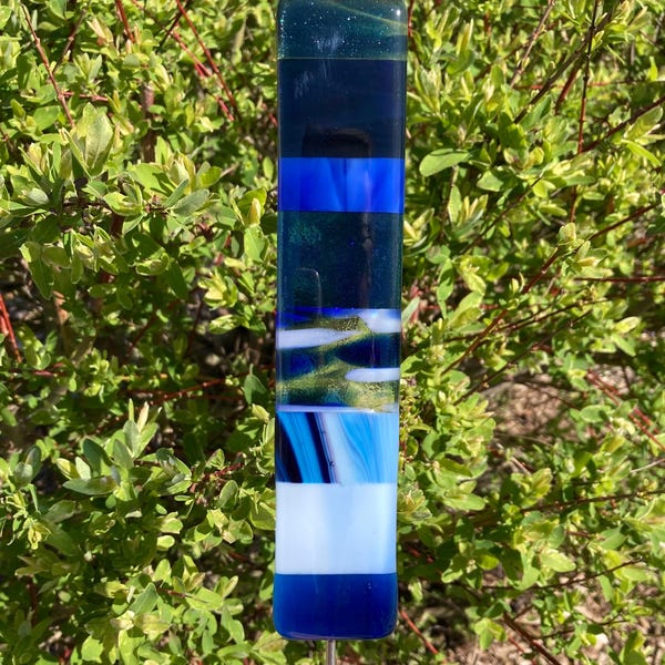 Flowerpot Pick-Blue-Fused Glass-B