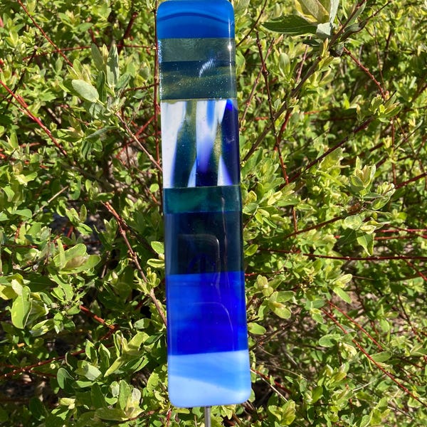 Flowerpot Pick-Blue-Fused Glass-C