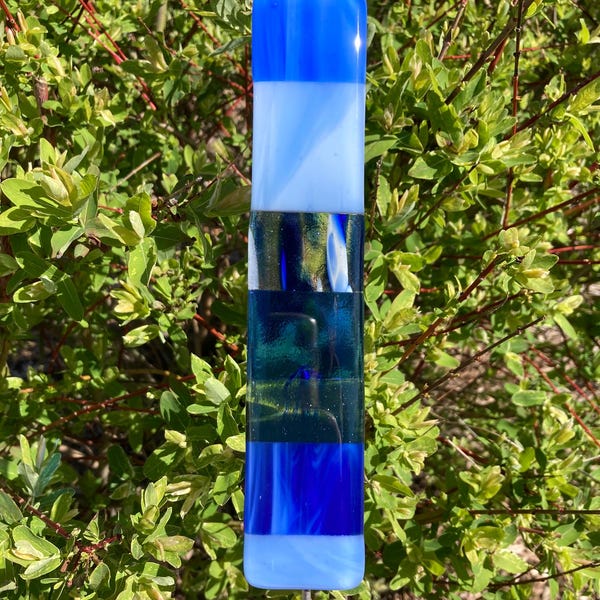 Flowerpot Pick-Blue-Fused Glass-A