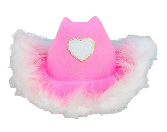 You're Golden Love Cowgirl Hat | White Chenille Heart Preppy Cowboy Hat | Pink Gold Chenille Heart Hat