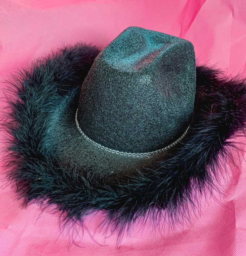 Black Glitter Cowgirl Hat Etsy