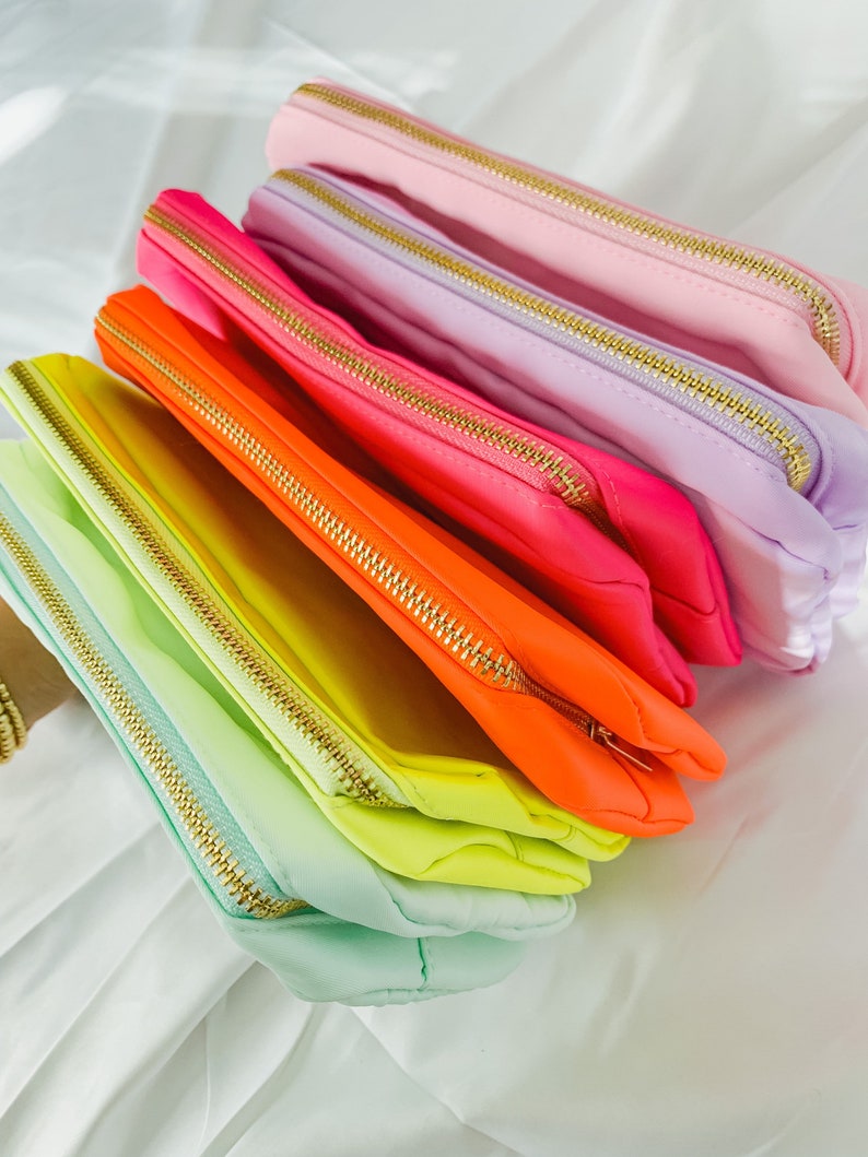 Nylon Makeup Bag Preppy Rainbow Pouch Chenille Letter Pouch Preppy Makeup Bag image 2