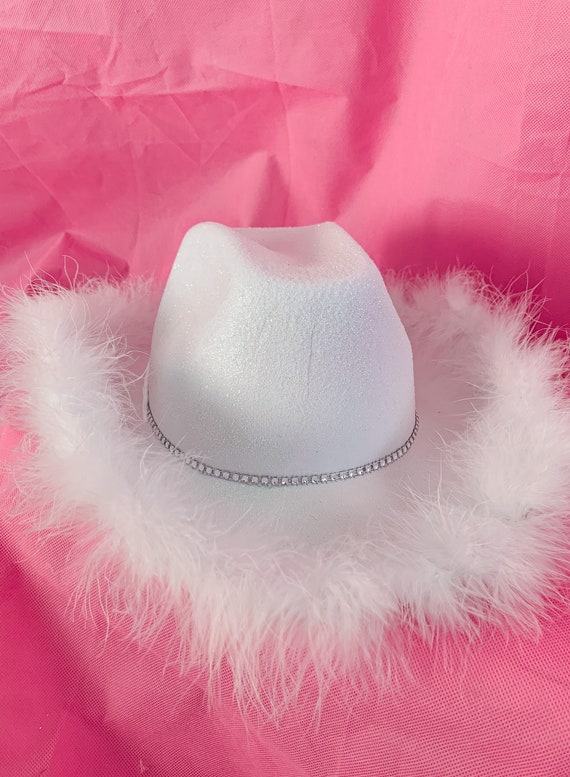 White Glitter Cowgirl Hat White Glitter Bride Cowboy picture