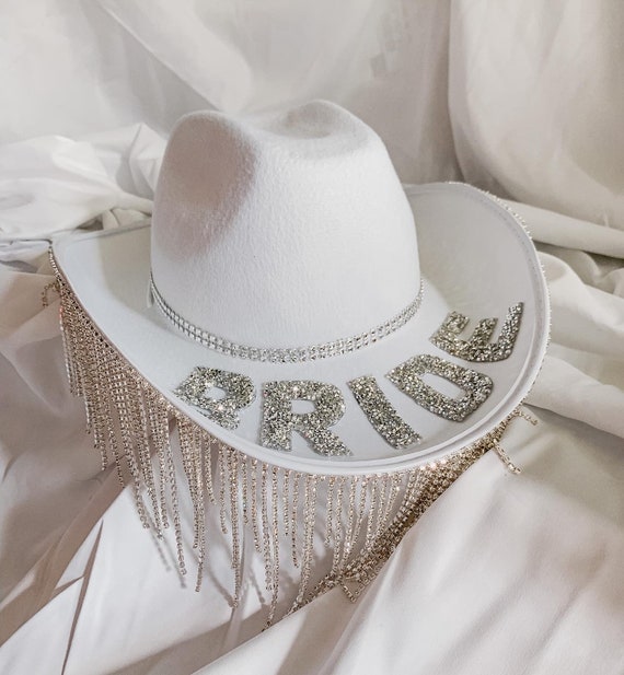 Bride Diamond Fringe Cowgirl Hat - Etsy