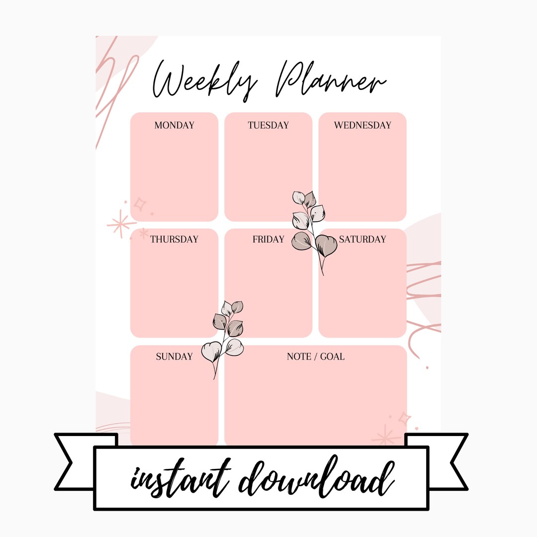Printable Instant Download PDF WEEKLY PLANNER - Etsy