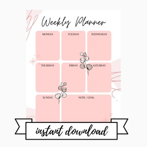 Printable Instant Download PDF WEEKLY PLANNER