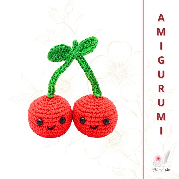 Duo de cerises fait mains au crochet - Amigurumi