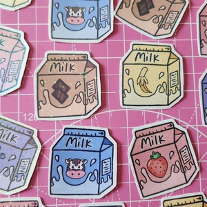 Cute Sparkly Milk Carton Sticker | Vinyl Stickers | Waterproof | Mix N Match