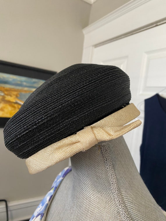 1940’s Vintage Hat, Vintage Retro Straw Hat, Blac… - image 5