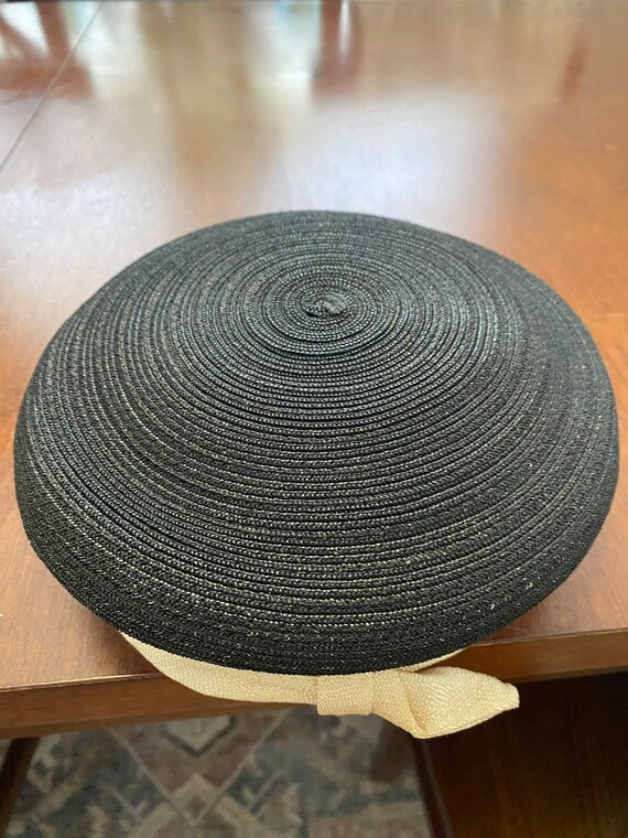 1940’s Vintage Hat, Vintage Retro Straw Hat, Blac… - image 3
