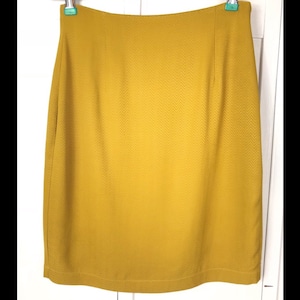 Vintage Mustard Cline-Kolarek Designer Silk Pencil Skirt