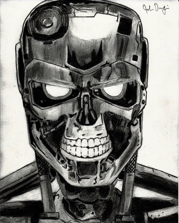 Terminator 8x10 impresión de dibujo a lápiz - Etsy España