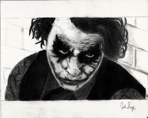 The Joker 8x10 Pencil Drawing Print Etsy