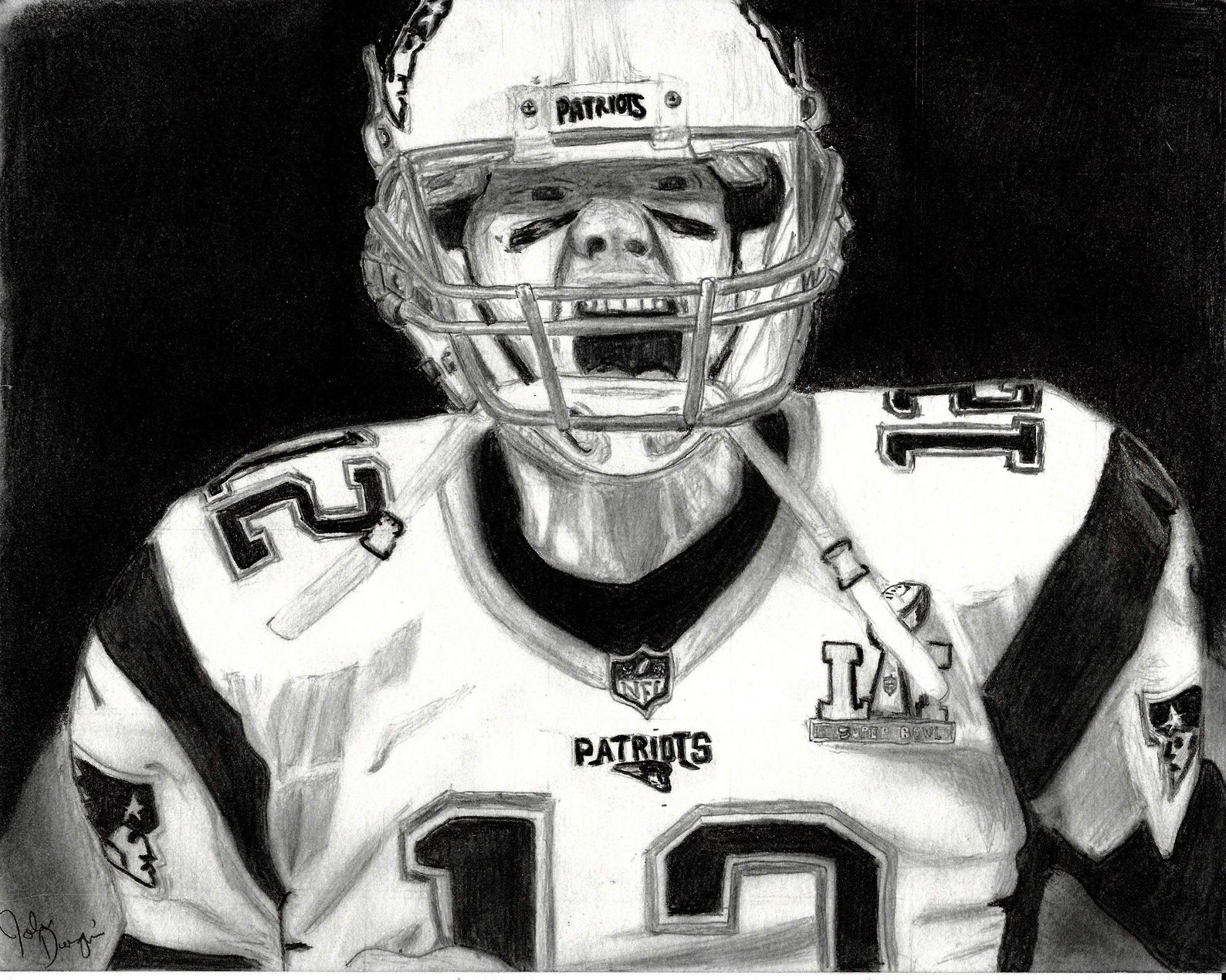 Tom Brady 8x10 Pencil Drawing Print Etsy