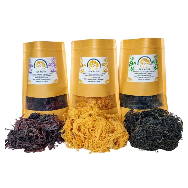 Getrocknetes Sea Moss von St.Lucia - Natürliches Sea Moss - 4 Unzen, 8 Unzen, 1 Pfund