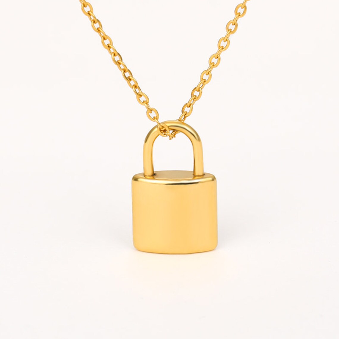 Lock Necklace Pendant Necklace Gold Chain Free Shipping Etsy